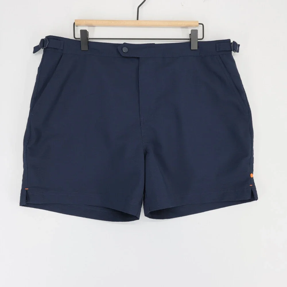 Swims Paloma Swim Shorts Mens 36 Navy Seersucker Tailored Side Adjuster